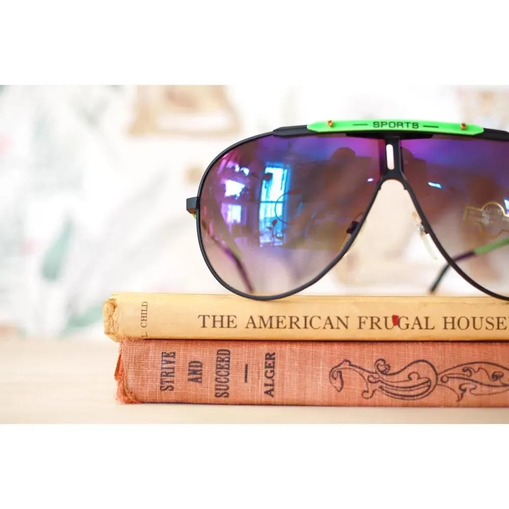 Vintage Aviator Sunglasses 1980s Taiwan NOS Outdoor Rave Party Retro Sporty